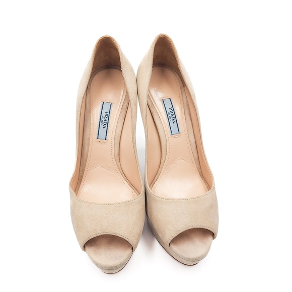 Prada Bone Suede Block Platform Heels Pumps EU 37.5 - Picture 4 of 9